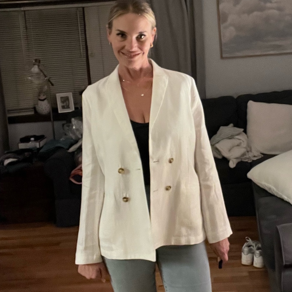 JMcLaughlin white Linen Blazer size 8